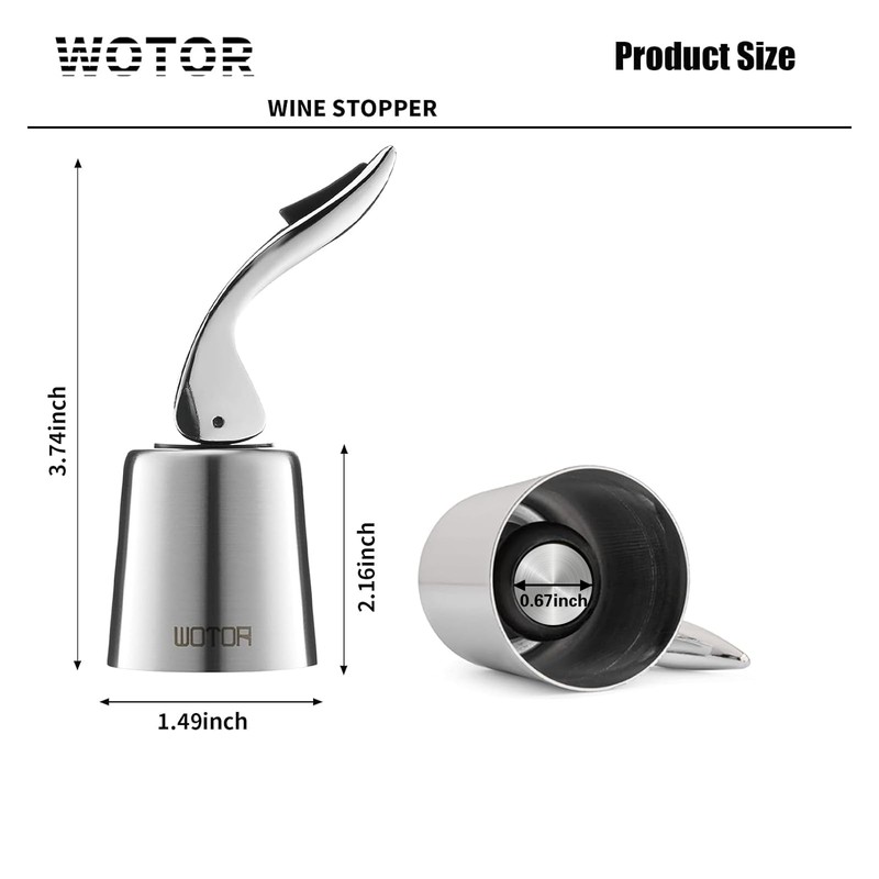 WOTOR Wine Stoppers Stainless Steel Wine Bottle stopper Plug with
