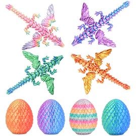 Olee Odee 4PCS Dragon Eggs with Mini Dragon Inside 3D Printed Mystery Gifts Toys Set for Kids Boys Girls Easter Christmas Birthday Graduation Back to School Stocking Stuffer(Magic Pop)
