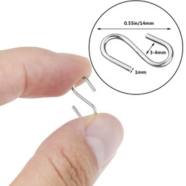 Nydotd 180 Pcs Mini S Hook Connectors, 0.55 Inch Mini Metal S-Shaped Wire Hook Hangers Christmas Ornament Hooks for DIY Crafts, Hanging Jewelry, Key Chain Ring and Tags, Wood Circles (Silver, 14mm)