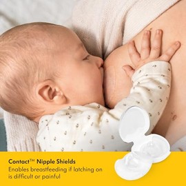 Medela Contact Nipple Shields 20 mm ("M") con Estuche Portátil, Pezoneras de Silicona Ultrafina y Suave, Sin BPA, Ideal para Pezones Agrietados o Planos, Incluye 2 Unidades, Disponibles en Más Tallas