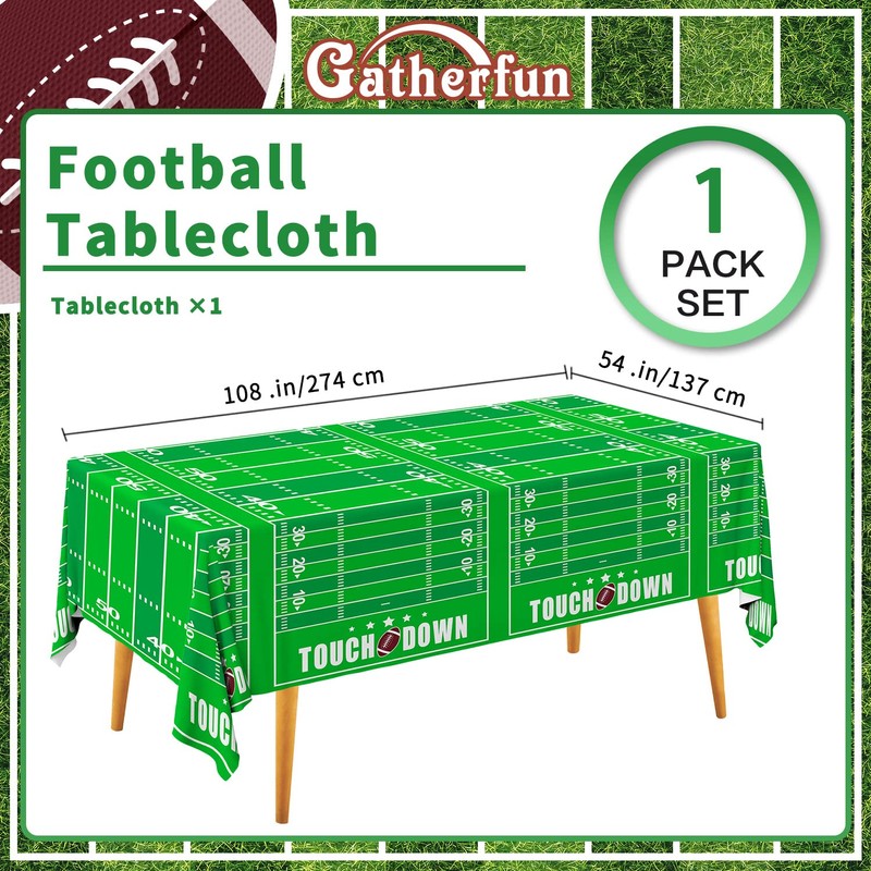 Gatherfun Football Theme Party Disposable Tablecloth Plastic Touchdown Table Cover