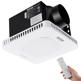 VEVOR Bathroom Exhaust Fan, 110 CFM High-Efficiency Ventilation, Remote Control, 1.5sones Low Noise Bathroom Ceiling Fan with LED Light 3000/4000/5000K, Energy-Saving, Timer