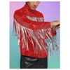 BEAUDRM Men's Fringe Trim Jackets Zip Up Long Sleeve Sequin
