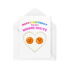 Twin Birthday Card - Happy Birthday to my Womb Mate - Cards for Twin - Birthday Card for Twin Brother or Sister - Sibling Twin Card CBH1698