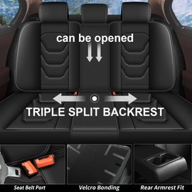 JIAMAOXIN Full Set Seat Covers for Ford Escape 2001-2025: Breathable Leather Car Seat Covers Cushion (5 Seat Full Set,Black)