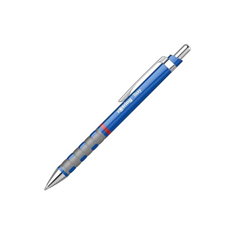 rOtring Tikky Lightweight Rubber Grip Ballpoint Pen Blue Barrel Set