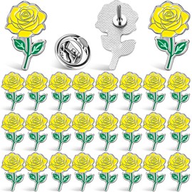 Tondiamo 25 Pcs Yellow Rose Pins Bulk Flower Enamel Metal Lapel Pin Brooch Badge Floral Lovers Gifts for Men Women Clothes Bags Hats