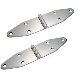 SeaLux Stainless Steel Large Heavy Duty Strap Hinges Overall Length 7-1/8" ; Width 1-5/8" for Boat Skylight, Locker, Hatch and Door Marine Grade (Sold in Pairs)