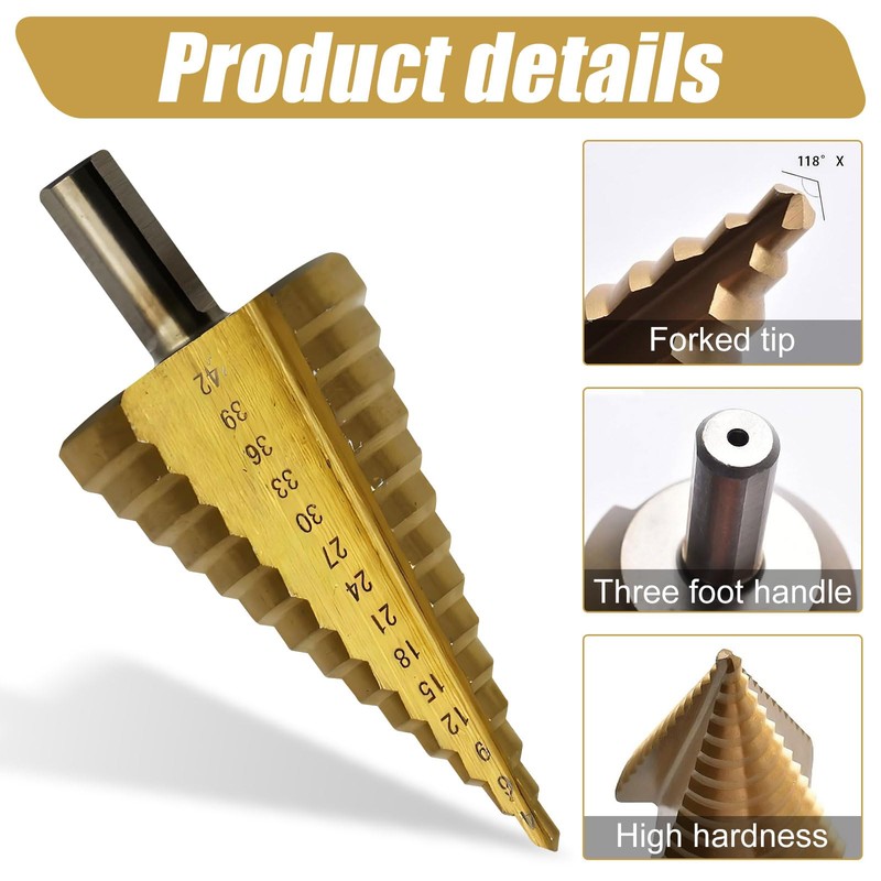 KRANX Step Drill Bits Set for Metal 2Pcs, Stappenboor, Stap