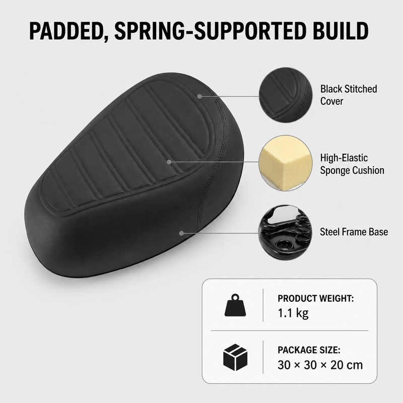 Wide Bike Seat for Comfortable Riding – Breathable Spring Saddle