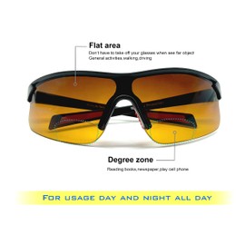 POLARS DESIGN Bifocal TR90 frame One piece Shield Gradient yellow lens Sport Sunglasses for Men and Women -Sun Readers 1.5