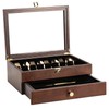 Yoimori Silverware Box, 2-Layer Wooden Silverware Storage Box with Glass