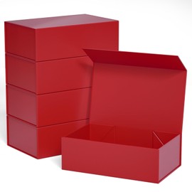 Red Gift Boxe 10" x 6" x 3" with Magnetic Closure Lid Gift Boxes for Presents,Bridesmaid Gifts Boxe,Cute Box,Birthday Gift box,Luxury for Gift Packaging, Magnetic Gift Boxes for Wrapping Gifts (Red/5PCS)