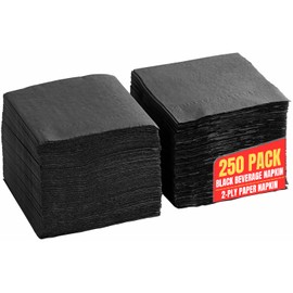 1InTheHome Black Cocktail Napkins, Beverage Napkins, Cocktail Napkins Paper, 2-Ply, Disposable, Unfolded, 9 1/2 Inches, 250 Pack
