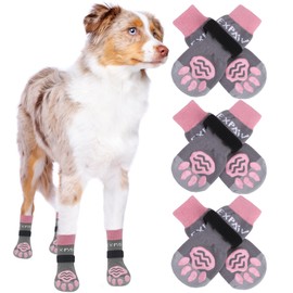 EXPAWLORER 6PCS Anti-Slip Dog Socks to Prevent Licking Paws,Dog Shoes for Hot Pavement,Best Paw Protector Traction Control on Hardwood Floor,Dog Booties for Puppy Small Medium Large Senior Dogs