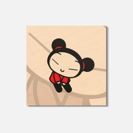Unbranded Pucca Cartoon 4'' X 4'' Square Wooden Coaster