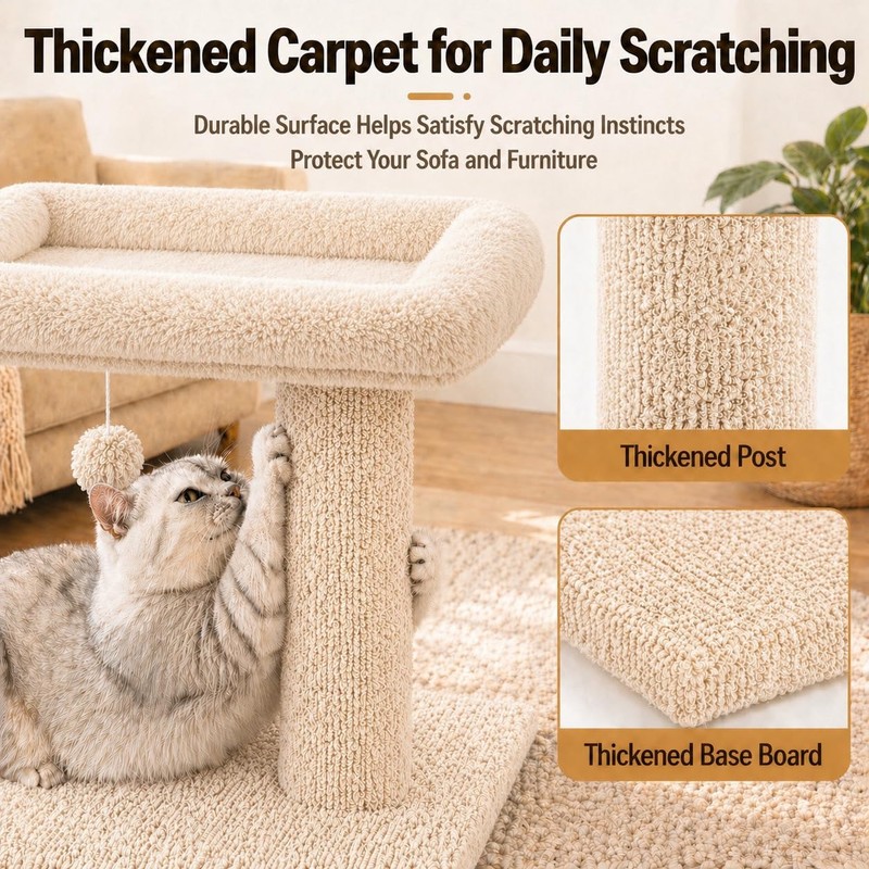 PuzzlePaw Small Cat Tree with Large Top Perch for Indoor
