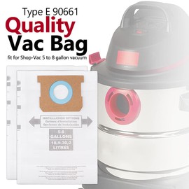 KEEPOW 5 Shop Vac Bags 5-8 Gallon 90661, for 5 to 8 Gallon Wet Dry Vacuum, Type E 90661 906-61 9066100 and Type H 90671 9067100