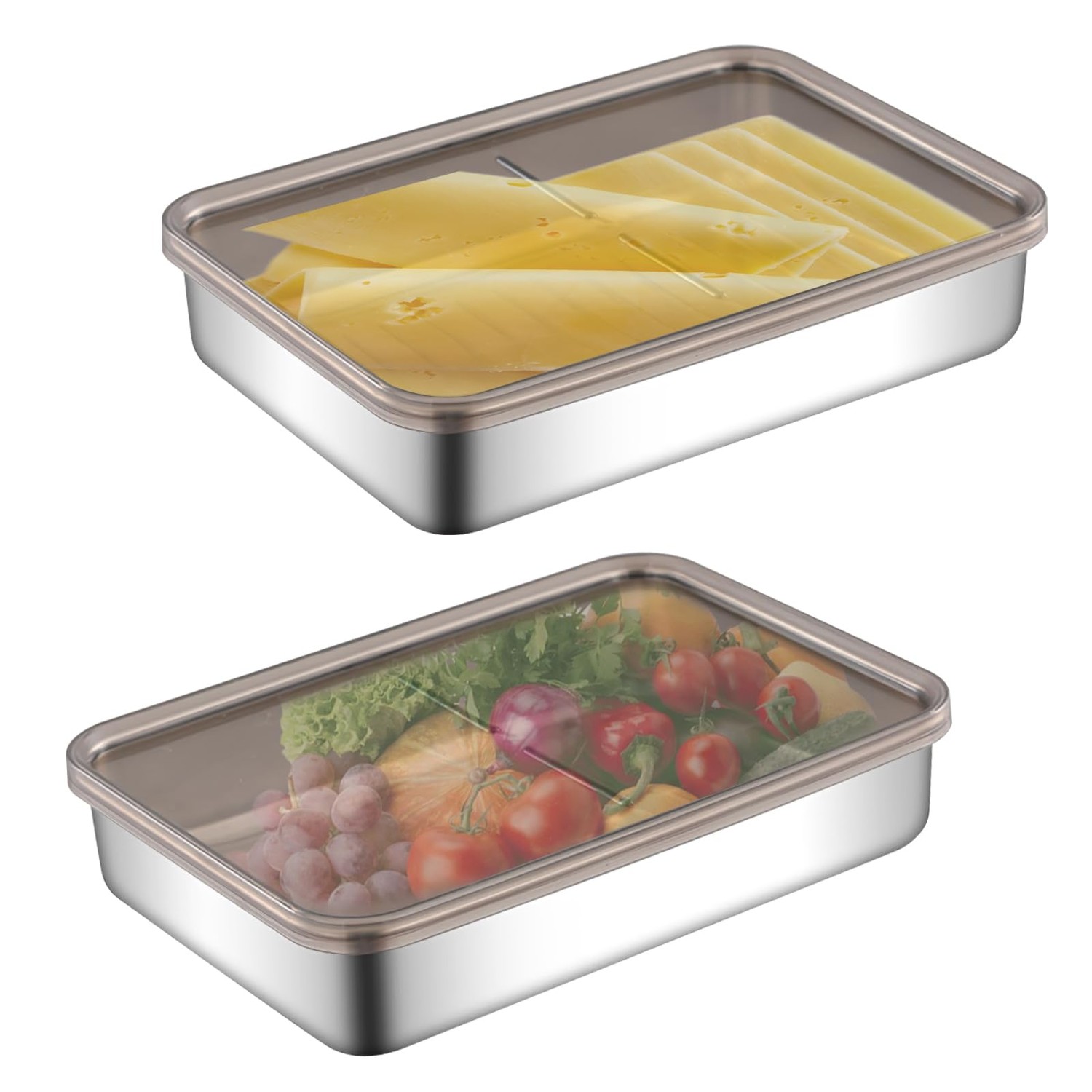 2 Pieces Cheese Containers, Stainless Steel Freshmage Cheese Containers ...