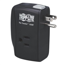Tripp Lite 2 Outlet Portable Surge Protector Power Strip, Direct Plug In, Tel/Ethernet Protection, TRAVELER100BT