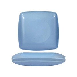 Gripebao 8.7 Inch Square Dinner Plates Set of 5, Plastic Picnic Plates Reusable, Square Dessert Snack, Lunch Appetizer Salad Plates, Kitchen Dinnerware Dishes for Camping Party Grill (Blue)