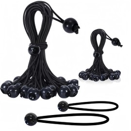 Lanlord Black 30 Pack of 2 Sizes Ball Bungee Cord 6 and 11 Inch Bungee Cords with Balls Elastic Ball Cords Tarp Tie Downs 6-11Inch30Pces(Ball)