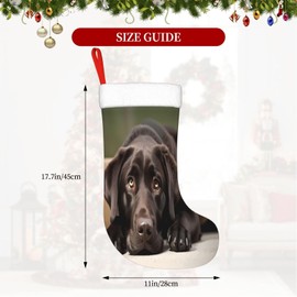 PUTWULB Cute Labrador Large Christmas Stockings, 17.7 Inches Xmas Stocking Fireplace Hanging for Xmas Family Decor