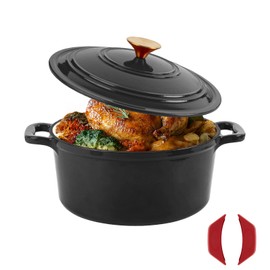 Tastedeli Enamel Cast Iron Dutch Oven with Lid, Round Casserole Pot for Bread Baking, Braising, Roasting, and Stews, Heavy-Duty, Oven Safe, Induction Compatible (4.7QT,Grey)