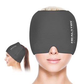 HEALSTOK Cold Hat, Ice Cap, Ice Head Wrap, Cold & Hot Therapy Reusable 360 Compression Flexible Ice Pack Head Wrap, Cold Head Park Wrap. Grey