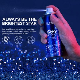 MASAIGGE Shiny Body Glitter Spray, Temporary Shimmery Spray for Skin Face Hair Clothing, Quick-Drying Long-Lasting Silver Highlight Powder for Women Festival Rave Stage Makeup Prom (2.11oz/60ml)