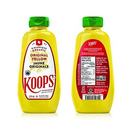 Koops' Organic Yellow Mustard, 325mL, Certified Organic, Gluten-Free, Vegan, Kosher, Clean Ingredients