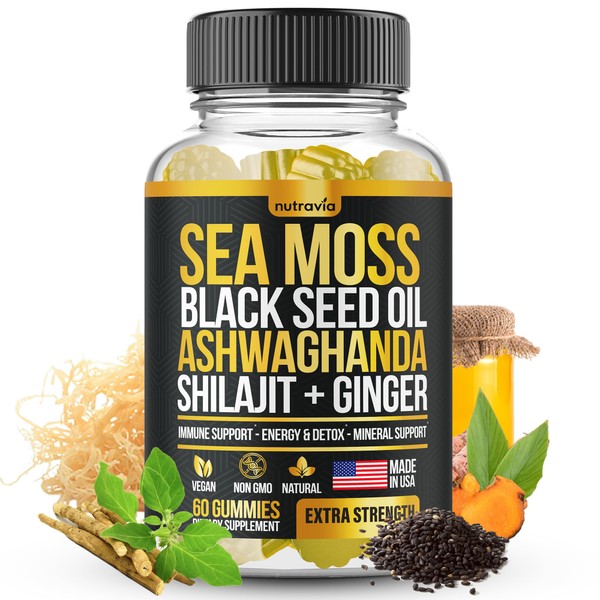 Sea Moss, Black Seed Oil, Ashwagandha, Ginger, Shilajit Gummies with