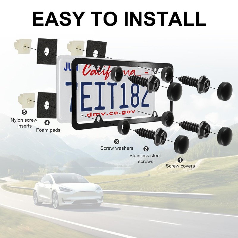 LivTee Rustproof License Plate Screws for Securing License Plates Frames
