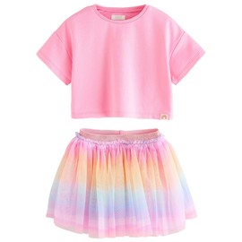 NEXT Top and Tutu Skirt Set, Rainbow/Pink