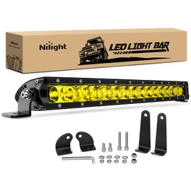 Nilight Led Light Bar Amber 17 Inch 80W Super Slim Spot Flood Combo 8000LM 3D Driving Fog Off Road Lights for Trucks Pickup SUV ATV UTV Boat 4x4 Van Camper-2 Style Mounting