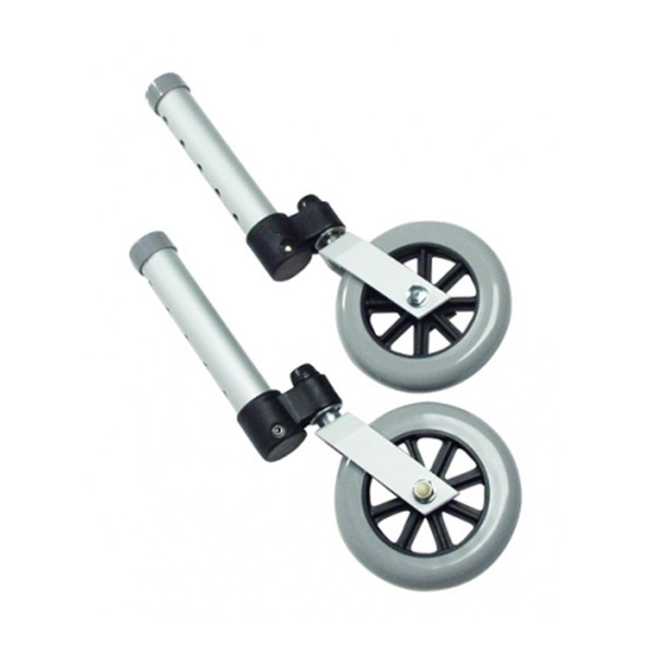 Lumex Swivel Wheels - 360 Degree Medical Rubber Walker Wheel, 5" Diameter, Adjustable, Pack of 2, 603850A