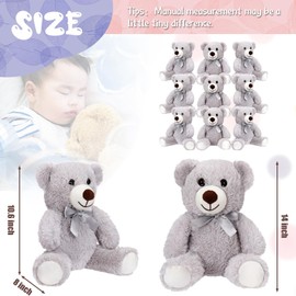 Zhanmai 9 Packs Cute Bear Stuffed Animals 14 Inch Plush Bears in 7 Colors Stuffed Animals Bulk for Valentine Gift Graduation Baby Shower Birthday Party Favor(Grey)