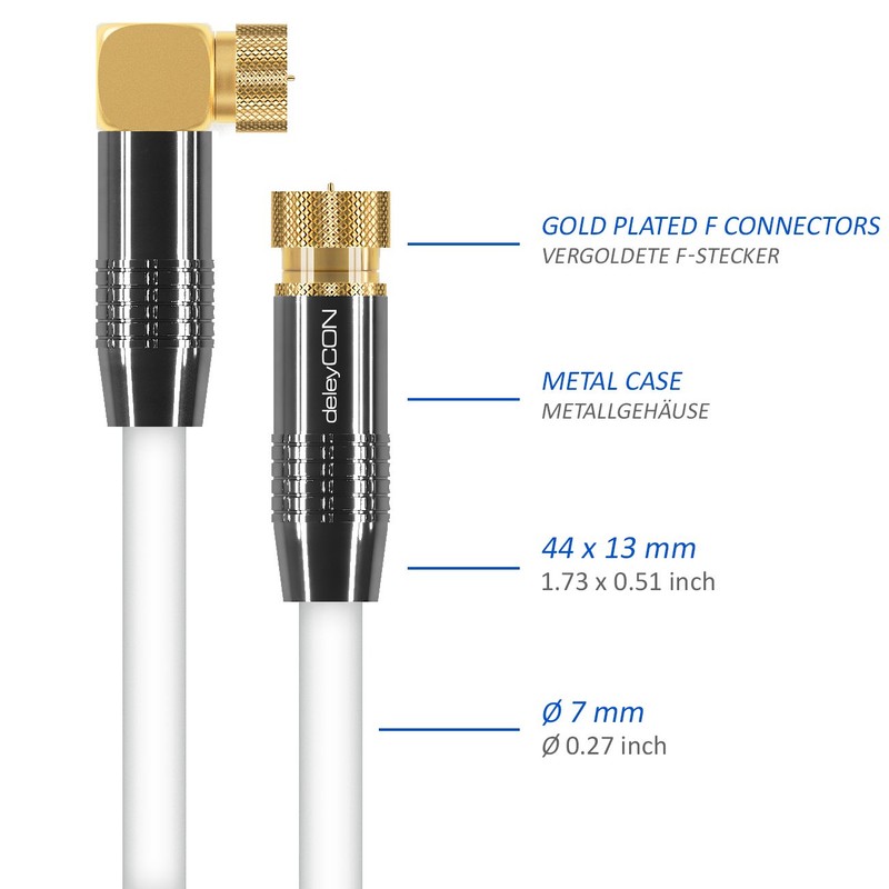 deleyCON SAT Antenna Cable 15m (49.22 ft.) Coaxial Satellite Cable