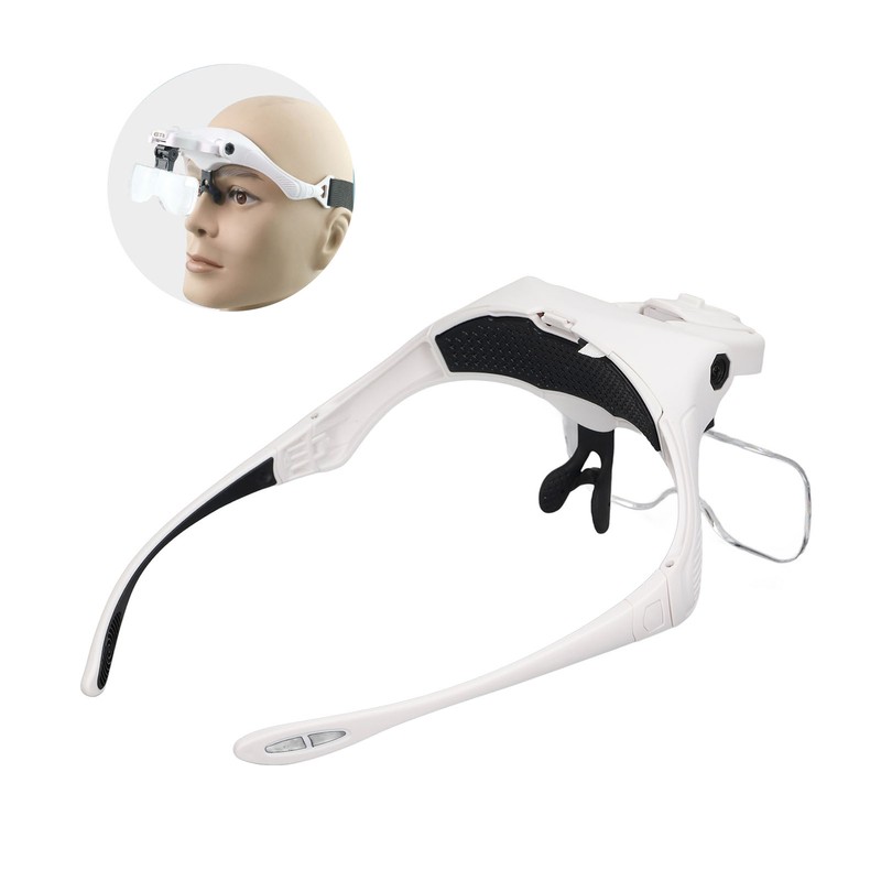 Headband Magnifier 4 LED Bright Lights 5 Detachable Optical Lenses