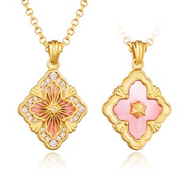 Cicy Bell 18k Gold Plated Clover Necklace for Women Lucky Four Leaf Shell Dainty Pendant Necklace Trendy Jewelry Gifts