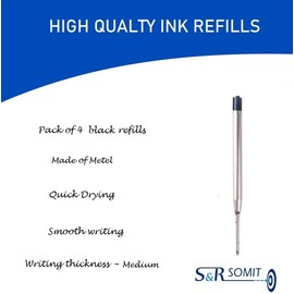 S&R Somit Ballpoint Pen Refill Medium Tip (Black)