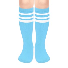 Light Blue Youth Soccer Socks Kids 6-8 Girls Soccer Socks 6-8 Years Old Youth Softball Sock Kids Baseball Sock Boys 8-12