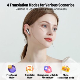 Puqo AI Language Translation Earbuds, 3-in-1 Translator Earbuds Real Time with 4 Translation Modes with APP, 164 Language Bluetooth 5.3 Headphones Translating Device for Travel/Business/Leaning, Black