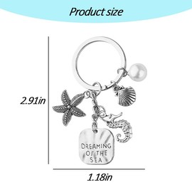 Sea Lover Gifts Starfish Keychain with Pearl Seashell Seahorse Keychain for Beach Lover Birthday Christmas Gifts for Ocean Lover Beach Keychain for Backpack Car Keys Ocean Keychain Accessories