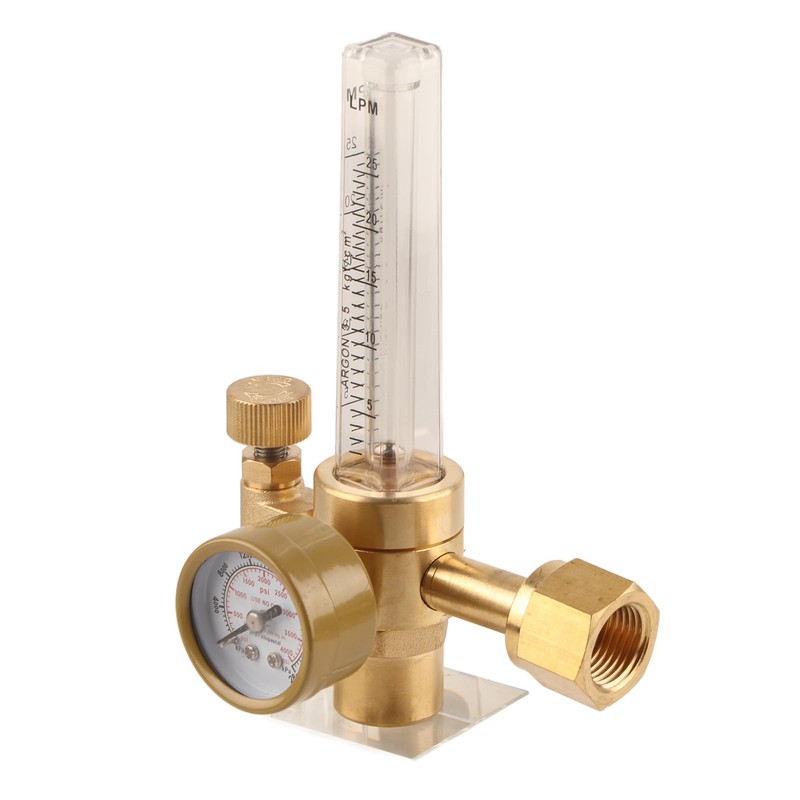 Argon Regulator with Pressure and Gas Flowmeter, Manual Knob, for