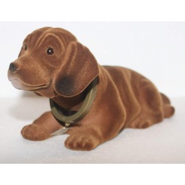 RAKSO Wobble Dachshund Dog Figurine H14 cm Large Lying Down with Bobble Head