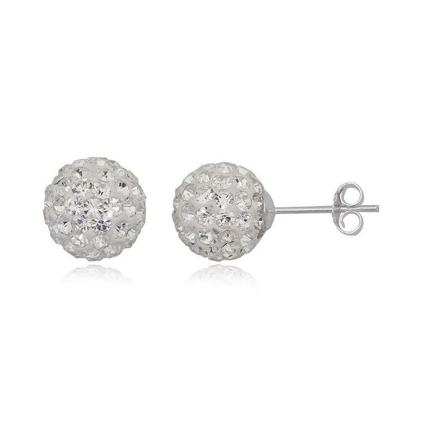 10MM WOMENS Sparkly Disco Ball Sterling Silver Stud Earrings -