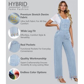 HyBrid & Company Women's Plus Size Denim Jean Blue Overalls P VJ6108X LIGHT WASH 1X
