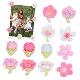 TOPPERFUN 12 Pcs Flower Fridge Magnet Locker Magnets Kawaii Decor Cute Magnets Lovely Fridge Magnet Fridge Decoration Fridge Supply Decorative Fridge Magnet Cute Fridge Magnets Pink Magnets