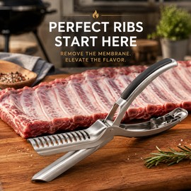 BBQ Rib Membrane Removal Tool for Meat Prep – Stainless Steel Rib Skinner for Grilling Kitchen Use
